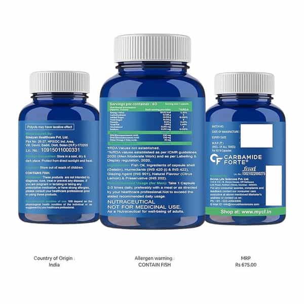 Carbamide Forte Double Strength Fish Oil 1000Mg With Omega 3 600Mg-60 Capsules