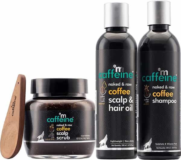 Mcaffeine Coffee Hair Fall Control Kit Aha & Argan Oil - Shampoo Hair Oil & Scalp Scrub (700Ml)