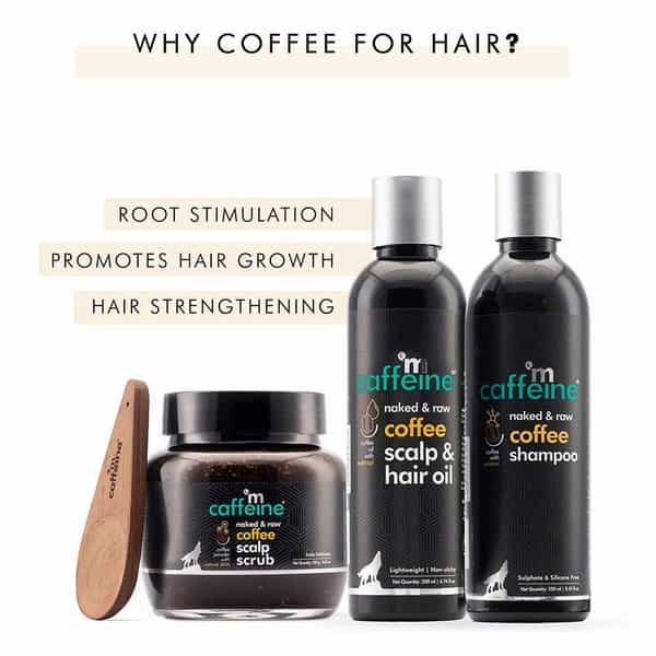 Mcaffeine Coffee Hair Fall Control Kit Aha & Argan Oil - Shampoo Hair Oil & Scalp Scrub (700Ml)
