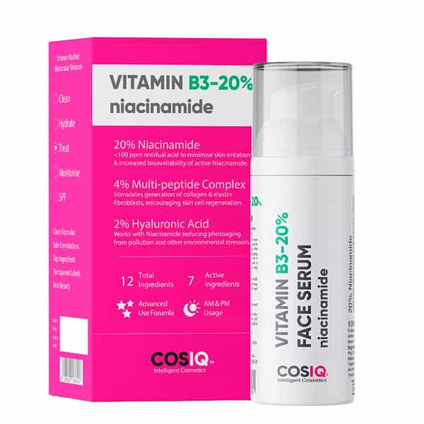 Cos-Iq Niacinamide Vitamin B3-20% High Dose Face Serum 30Ml 4% Multi-Peptide Complex And 2% Ha