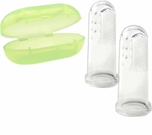 Beebaby Silicone Finger Brush With Carry Case (Green) (Pack Of 2)