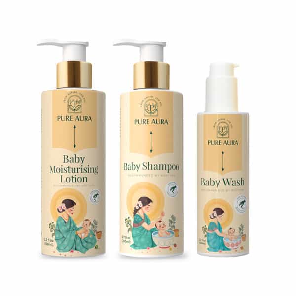 Pure Aura Babys Pure Comfort Set Ayurvedic Baby Shampoo| Baby Wash & Moisturising Lotion