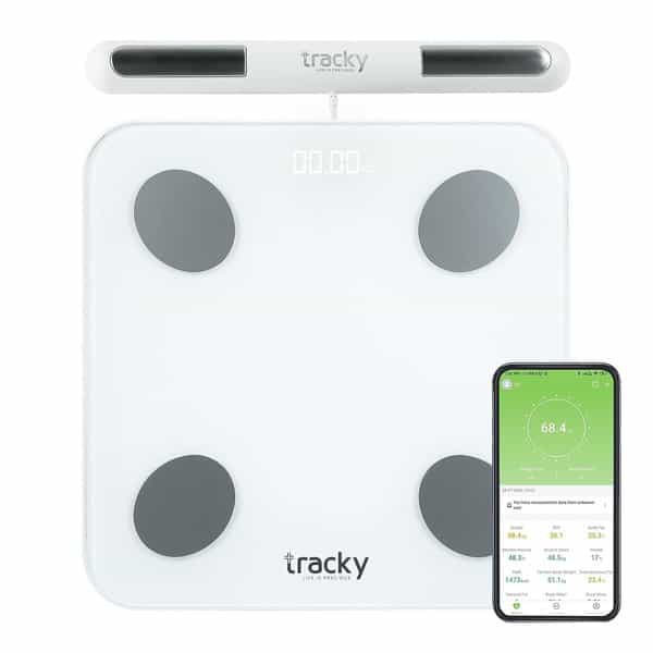 Tracky 8 Electrode Weighing Scale | Sync 22 Body Metrics Via App | Smart Bmi & Body Fat Analyzer