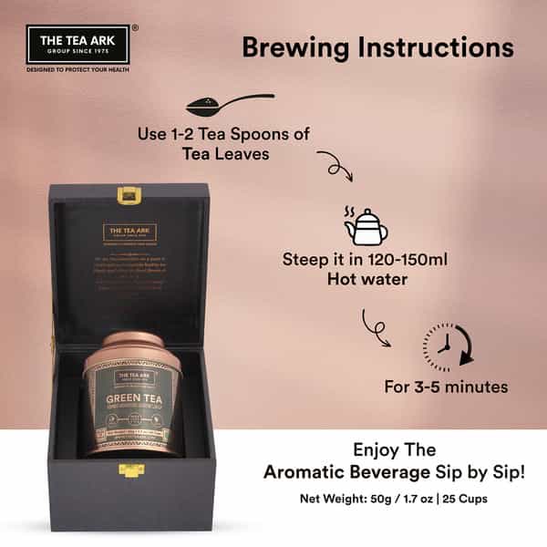 The Tea Ark Delight Tea Gift Box With High Grown Long Leaf Green Tea(50G Dome Tin)