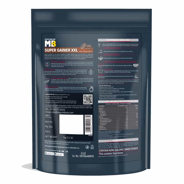 Muscleblaze Super Gainer Xxl (Cookies & Cream | 1Kg / 2.2Lbs | 10 Servings)
