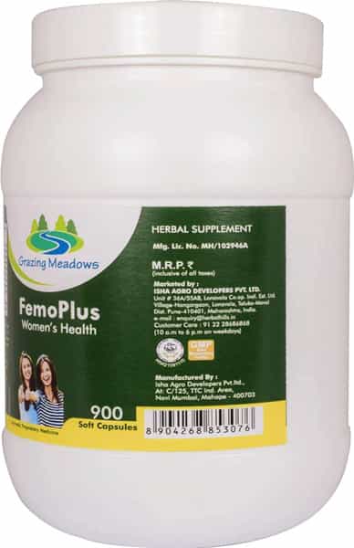 Grazing Meadows Femo Plus 900 Capsules | Ayurvedic Herbal Formulation For Women's Health (Pack Of 4)