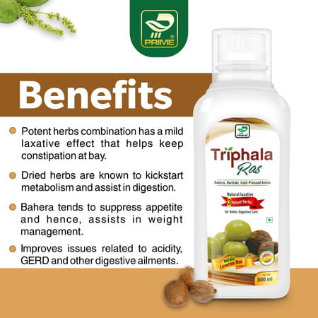 Prime Triphala Ayurvedic Ras For Digestion / Gerd & Constipation Relief - 500 Ml