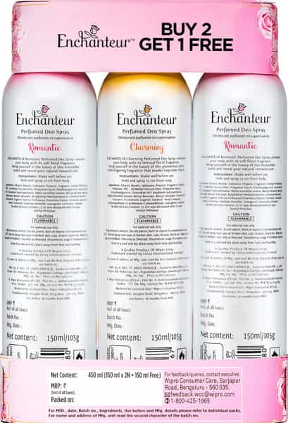 Enchanteur Romantic Perfumed Deo Spray For Women 150Ml (Pack Of 3)