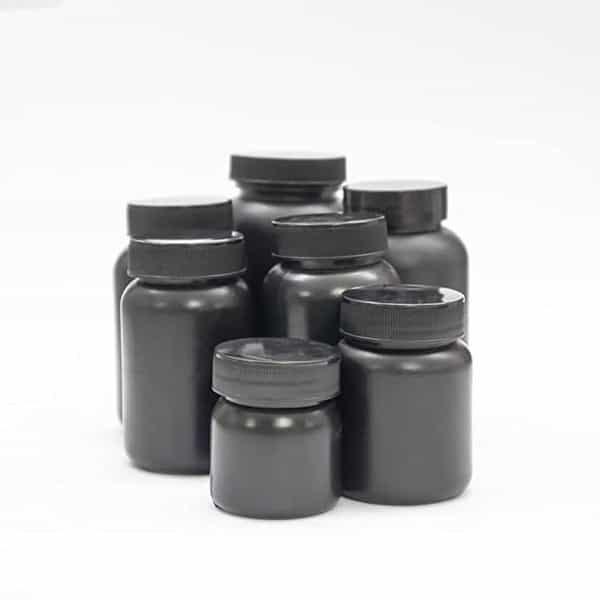 Patco - 200Ml Black Hdpe Empty Bottle For Capsules & Tablets - For Ayurvedic Powder Storage (50 Pcs)