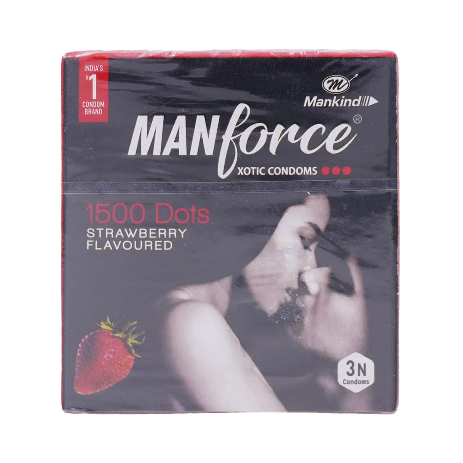 Manforce Xotic 1500 Dots Strawberry Condom 3 No's
