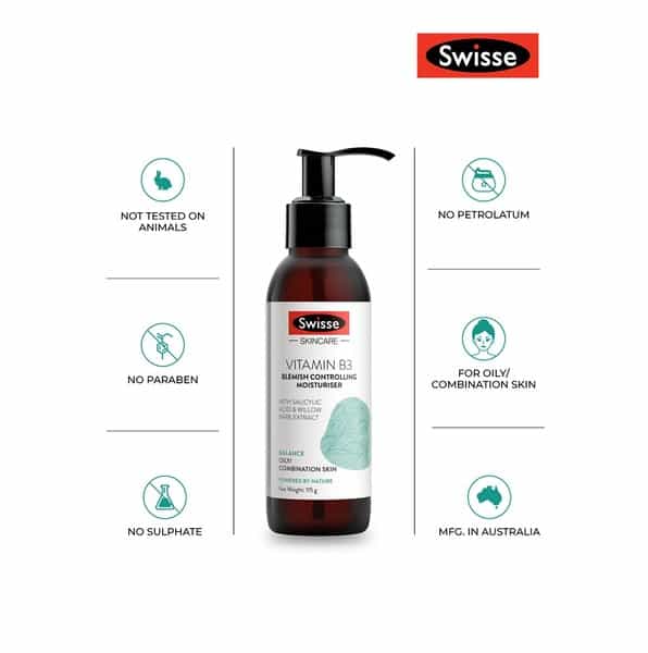 Swisse Skincare Vitamin B3 Anti Blemish Moisturizer With Green Tea & Willow Bark Extract - 115G
