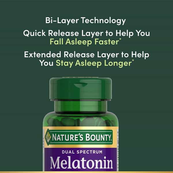 Nature's Bounty Dual Spectrum Bi-Layer Melatonin 5 Mg Tablets - 60 Count