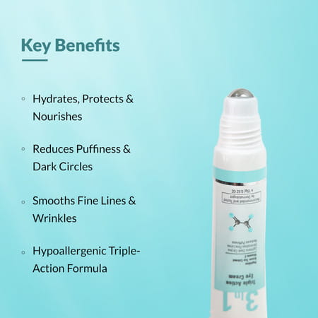 Fixderma Under Eye Roll On Cream With Peptides | For Dark Circles Puffiness Wrinkles Fine Lines -15g