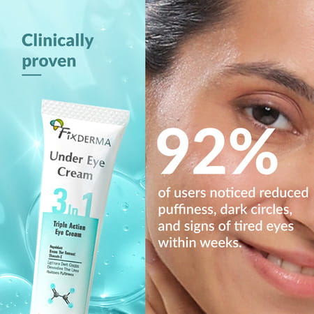 Fixderma Under Eye Roll On Cream With Peptides | For Dark Circles Puffiness Wrinkles Fine Lines -15g