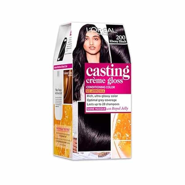 L Oreal Paris Casting Creme Gloss Hair Color | 200 Ebony Black - 60G + 40Ml + 60G | Pack Of 1