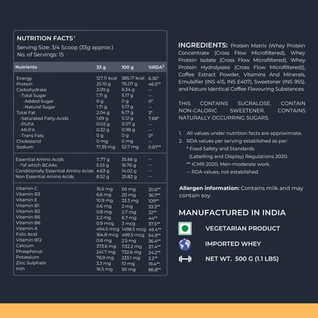 Nutrabay Gold Tri-Blend Whey Protein Cafe Mocha - 500g