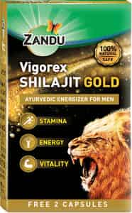Zandu Vigorex Shilajit Gold | For Stamina | Energy & Vitality | 10+2 Capsules