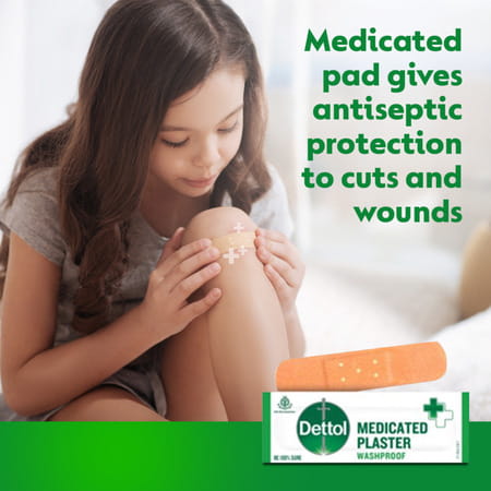 Dettol Medicated Plasters | Washproof | Bandages | 10 Strips
