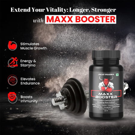 Jagat Pharma Maxx Booster- 60 Caps Muscle Mass Gainer And Stamina Booster