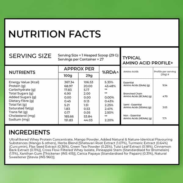 Oziva Protein & Herbs | For Women | Mango | For Better Metabolism & Skin | 800 Gm
