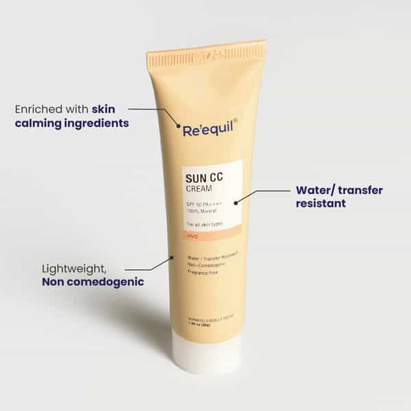 Re'equil Sun Cc Cream (Joy) Spf 50 Pa++++ | 100% Mineral Uv Filter | 30Gm