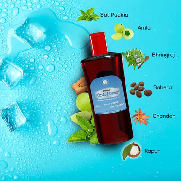 Deemark Kesh Power Ayurvedic Thanda Oil For Stress Tiredness Premature Grey Hair & Hairfall 400Ml