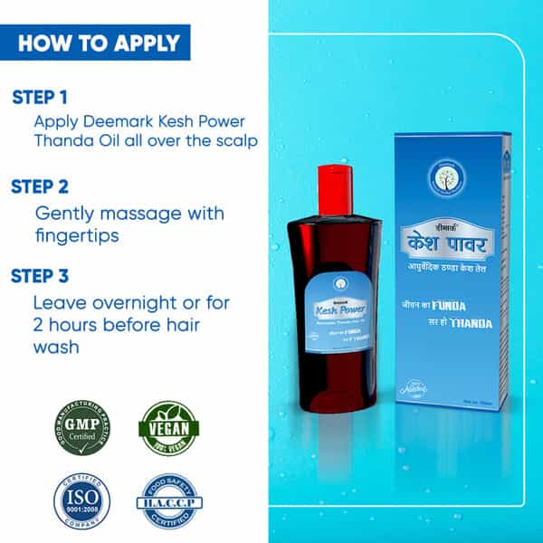 Deemark Kesh Power Ayurvedic Thanda Oil For Stress Tiredness Premature Grey Hair & Hairfall 400Ml