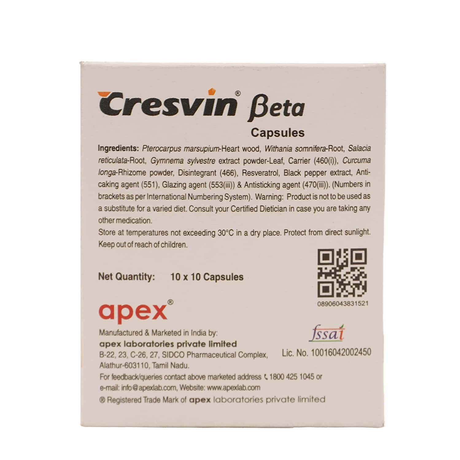 Cresvin Beta Strip Of 10 Capsules