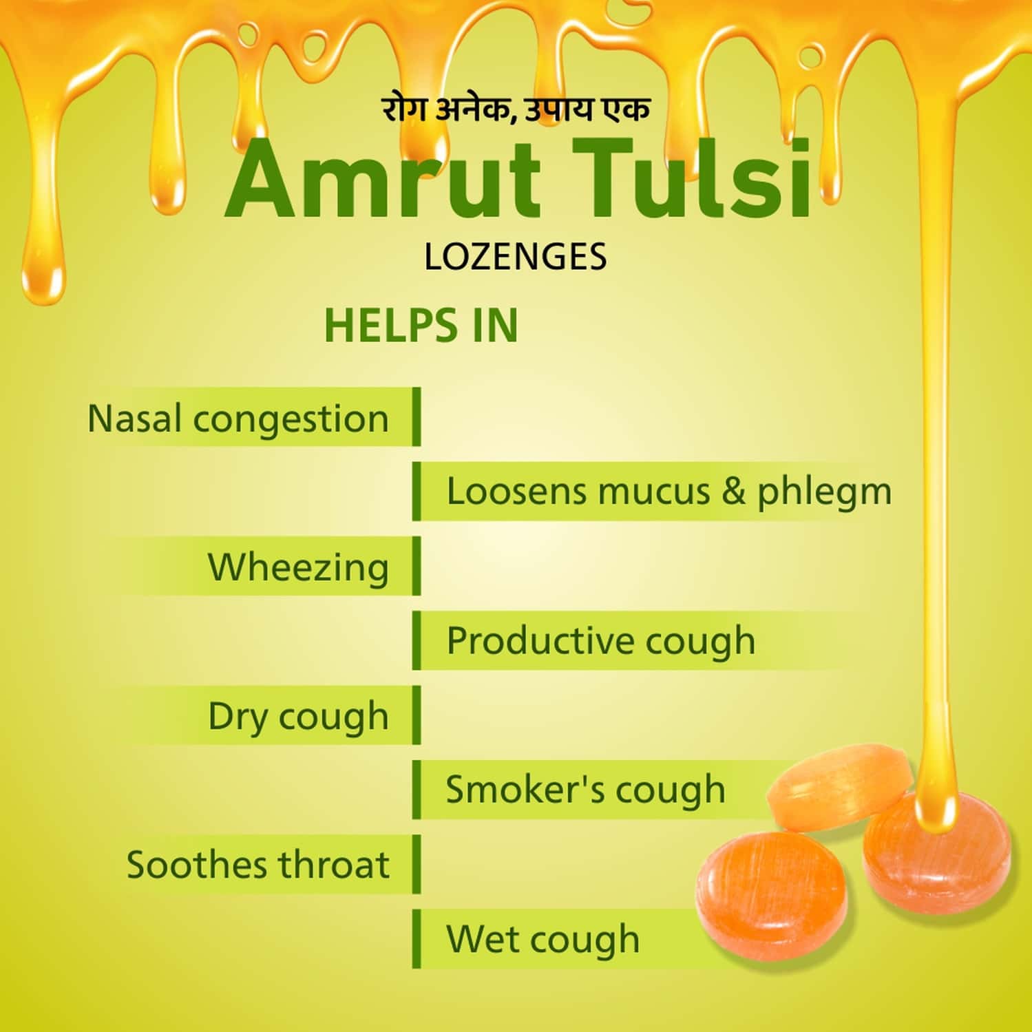 Buy AMRUT TULSI LOZENGES (GINGER MINT FLAVOUR) 6 TAB COUGH & SORE
