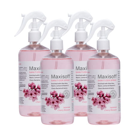Maxisoft Sanitizer Spray | Japanese Cherry Blossom | 500 Ml | Pack Of 4