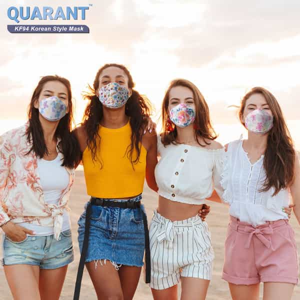 Quarant Kf94 Korean Style Designer Face Mask With Nose Clip And Reusable Mask Extender - Pack Of 10