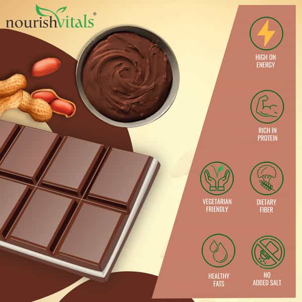 Nourishvitals Protein Peanut Butter Dark Chocolate) With Whey Protein No Added Salt Or Oils 750 G