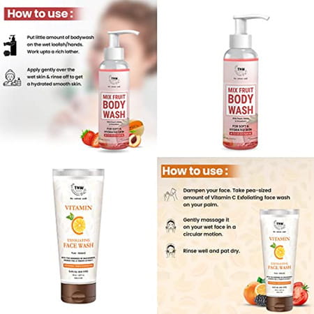 Tnw-The Natural Wash Mix Fruit Body Wash And Vitamin C Exfoliating Face Wash (Pack Of 2)