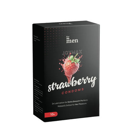 Formen Joymax Dotted & Lubricated Strawberry Flavor Box Of 10 Condoms