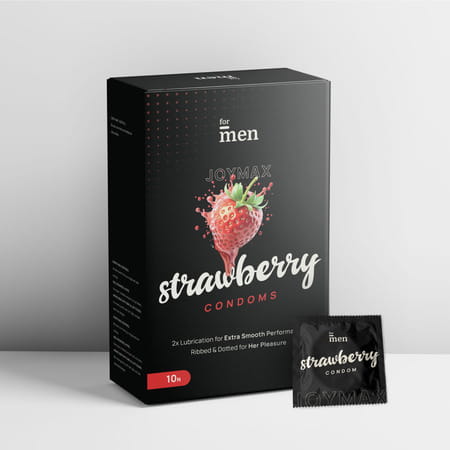 Formen Joymax Dotted & Lubricated Strawberry Flavor Box Of 10 Condoms