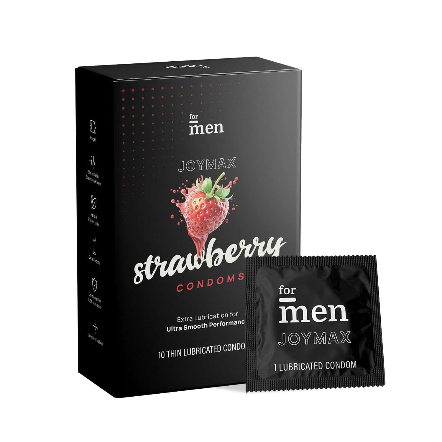 Formen Joymax Lubricated Strawberry Flavor Box Of 10 Condoms