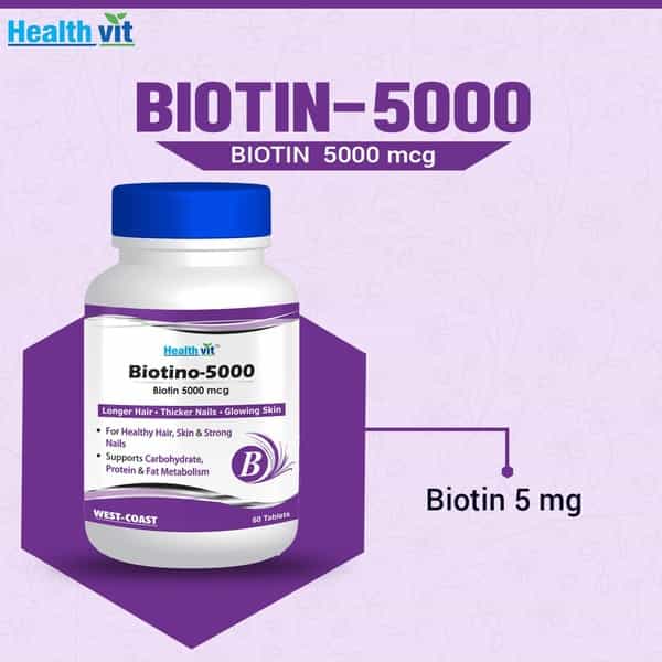 Healthvit Biotino - 5000 Biotin  Multivitamin Tablets  Bottle Of 60