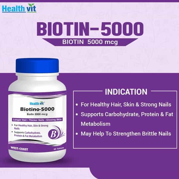 Healthvit Biotino - 5000 Biotin  Multivitamin Tablets  Bottle Of 60