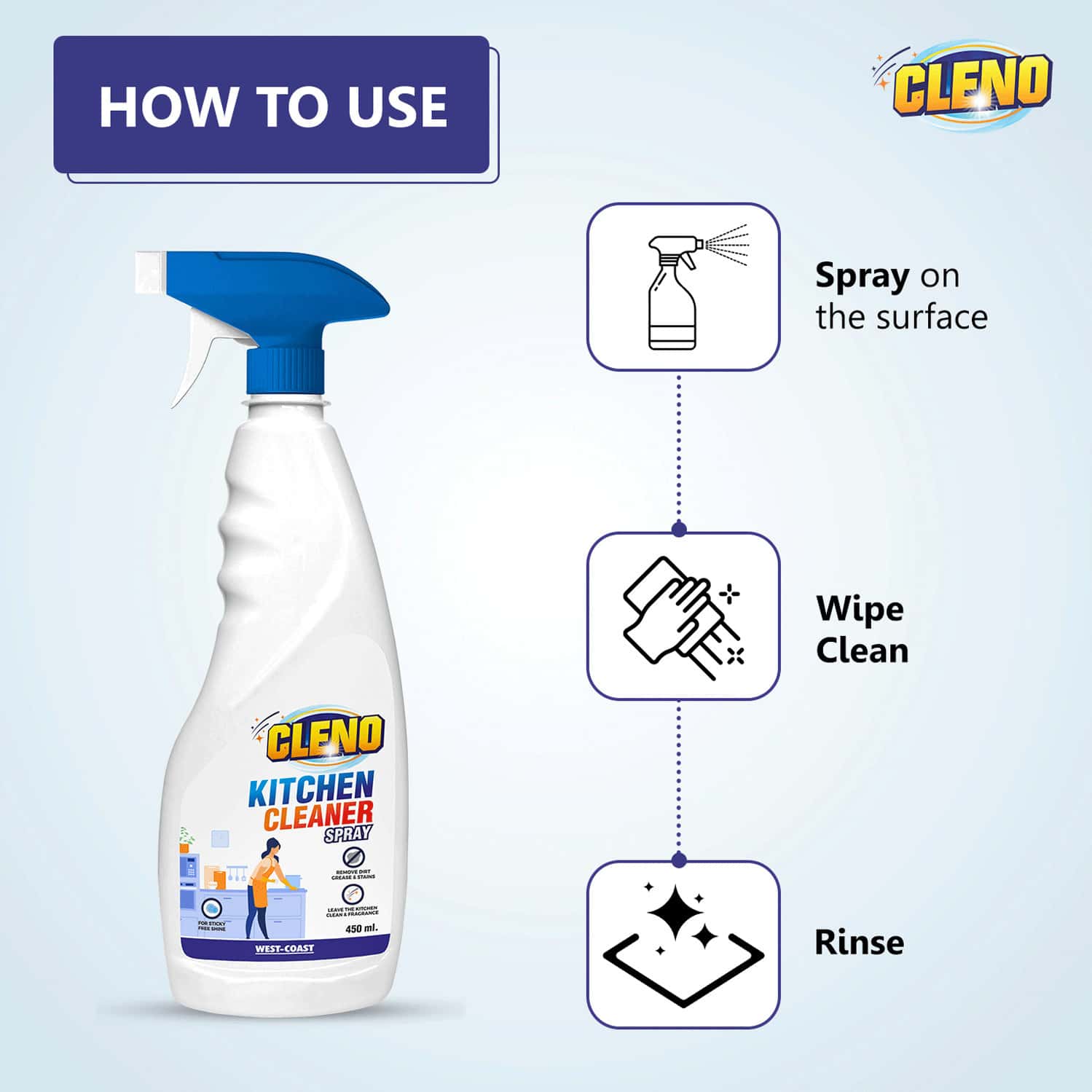 Buy CLENO HEAVY DUTY KITCHEN DEGREASER CLEANER SPRAY REMOVES OIL GREASE