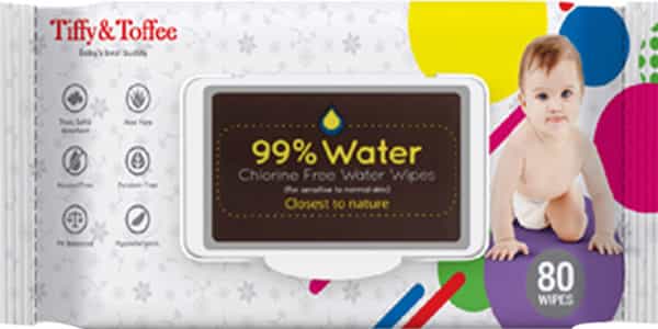 Tiffy & Toffee 99% Water Baby Wet Wipes (Pack Of 3 X 80'S)