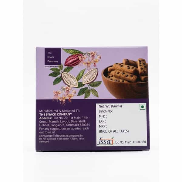 The Snack Company Date Chocochip Bistick | Wheat Biscuits | Zero Maida - 130G