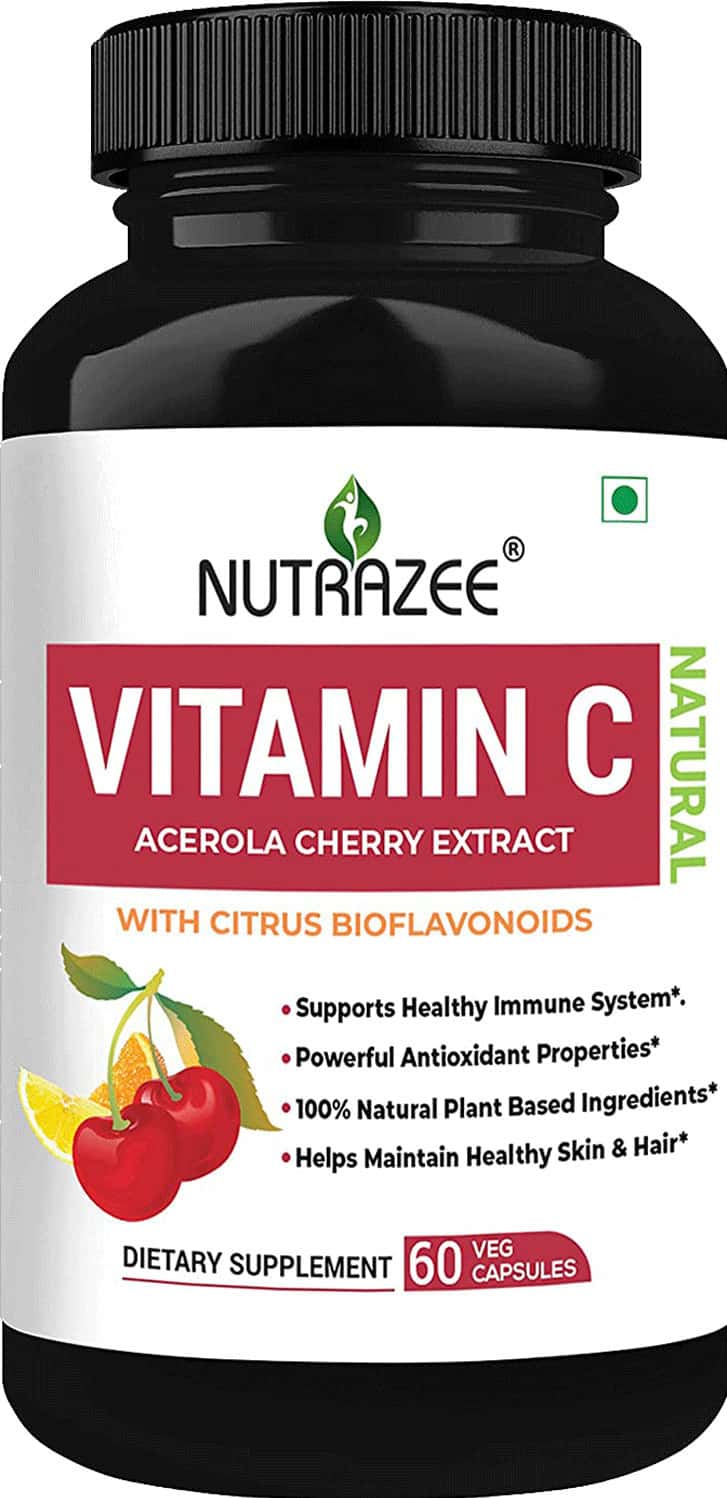 Nutrazee Natural Vitamin C Plant Based Acerola Cherry Extract 60 Vegan Capsules