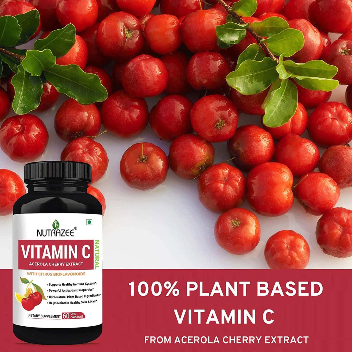 Buy NUTRAZEE NATURAL VITAMIN C PLANT BASED ACEROLA CHERRY EXTRACT 60 