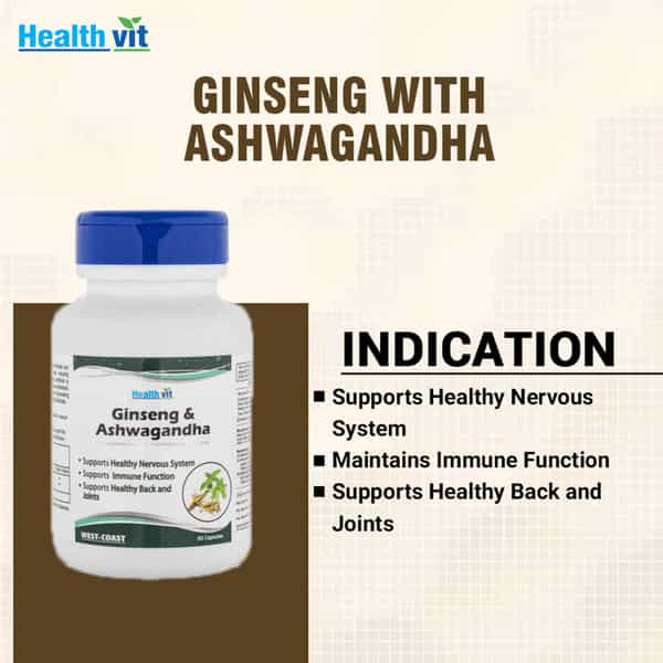 Healthvit Ginseng With Ashwagandha - 60 Capsules