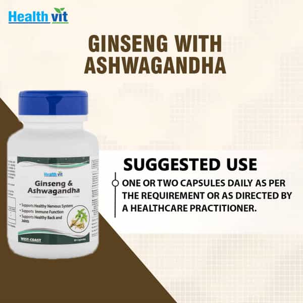 Healthvit Ginseng With Ashwagandha - 60 Capsules