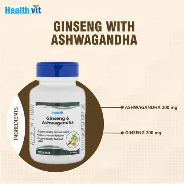 Healthvit Ginseng With Ashwagandha - 60 Capsules