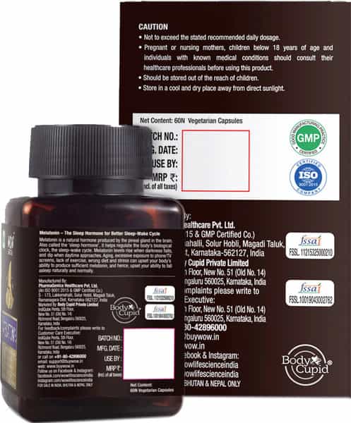 Wow Life Science Melatonin 3 Mg - 60 Vegetarian Capsules