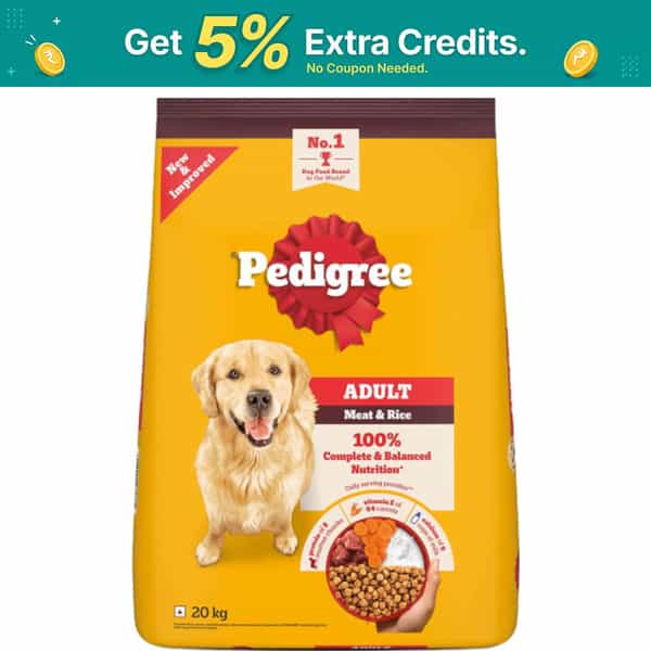 Pedigree Adult Dry Dog Food | Meat & Rice | 20 Kg | Contains 37 Essential Nutrients