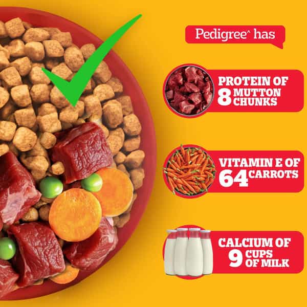 Pedigree Adult Dry Dog Food | Meat & Rice | 20 Kg | Contains 37 Essential Nutrients
