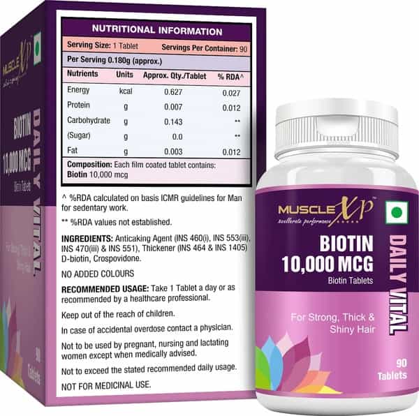 Musclexp Biotin 10 000 Mcg - 90 Tablets - Maximum Strength With No Added Colors